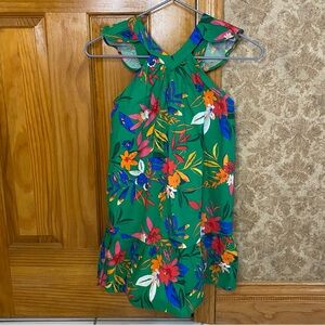 Crewcuts Girls Size 7 Tropical Print Ruffle Green Dress- NWT